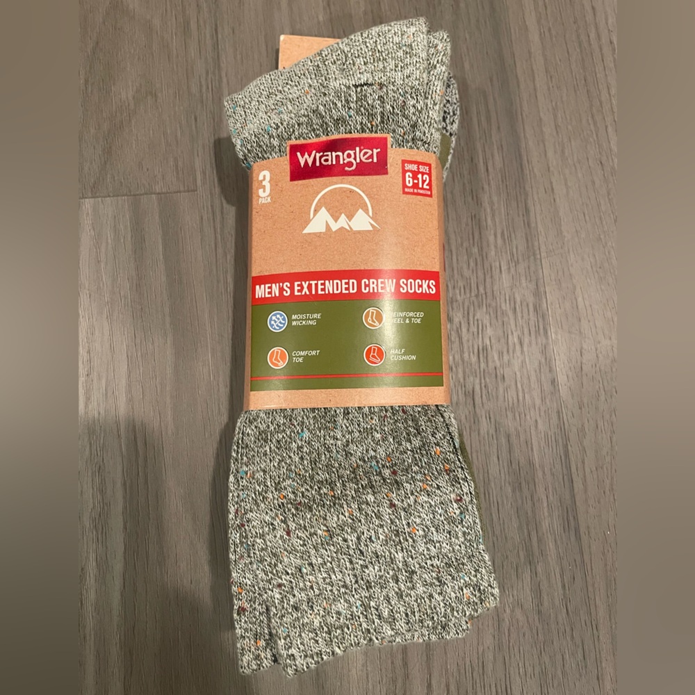 Wrangler Men's 3-Pack Speckled Winter Crew Socks